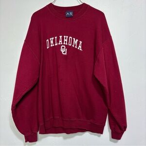 AS Sports Adult Sweatshirt Oklahoma OU Sooners Collegiate Red Large Cotton Blend